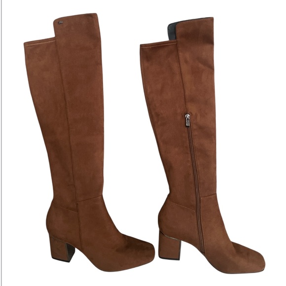 DKNY Cilli Boot Over the Knee / Pecan Brown Vegan Suede Partial Zipper Size 9 - Picture 3 of 17